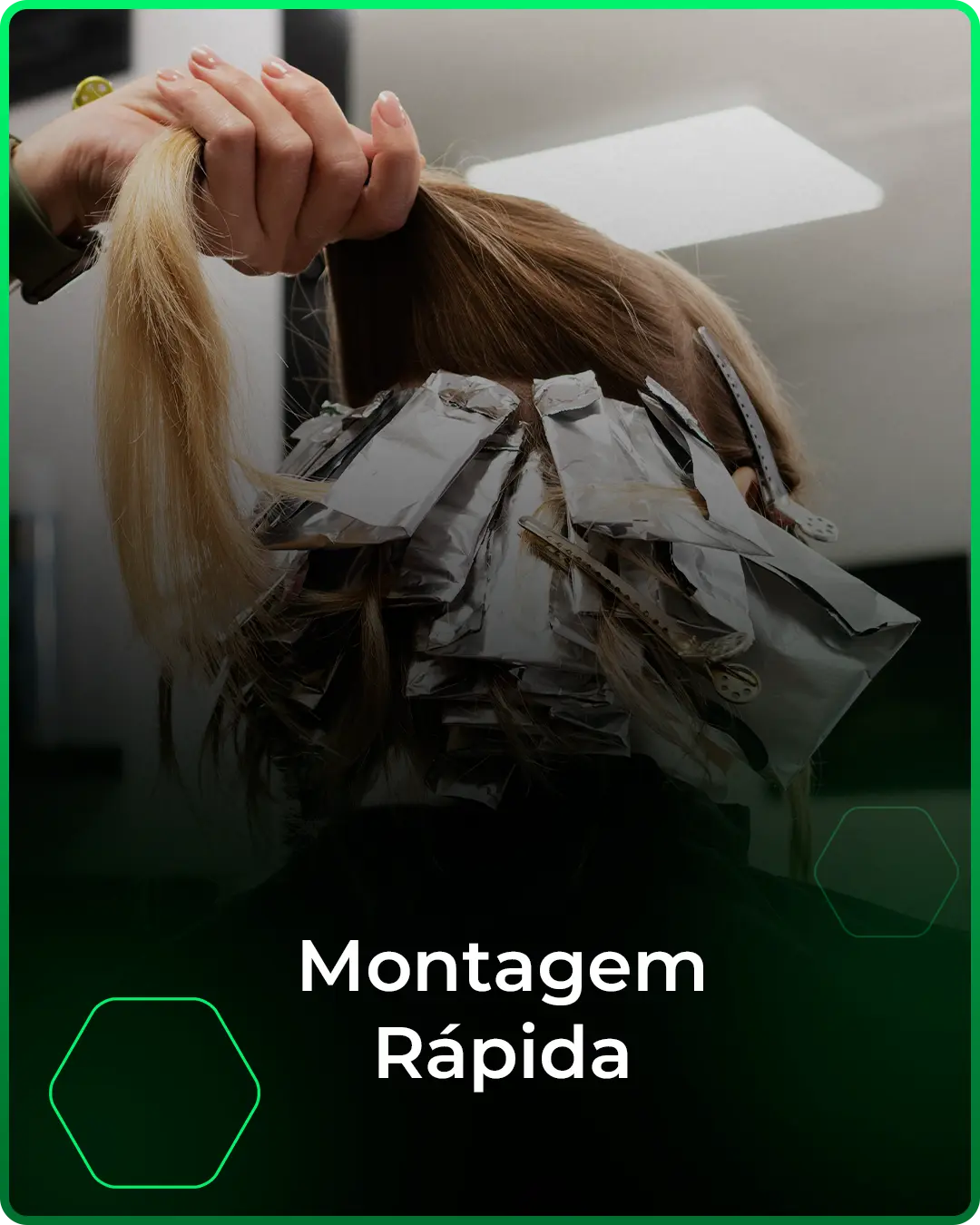 Aplicação mostrando uma montagem rápida de mechas